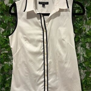 Banana Republic White Sleeveless Button Down Shirt